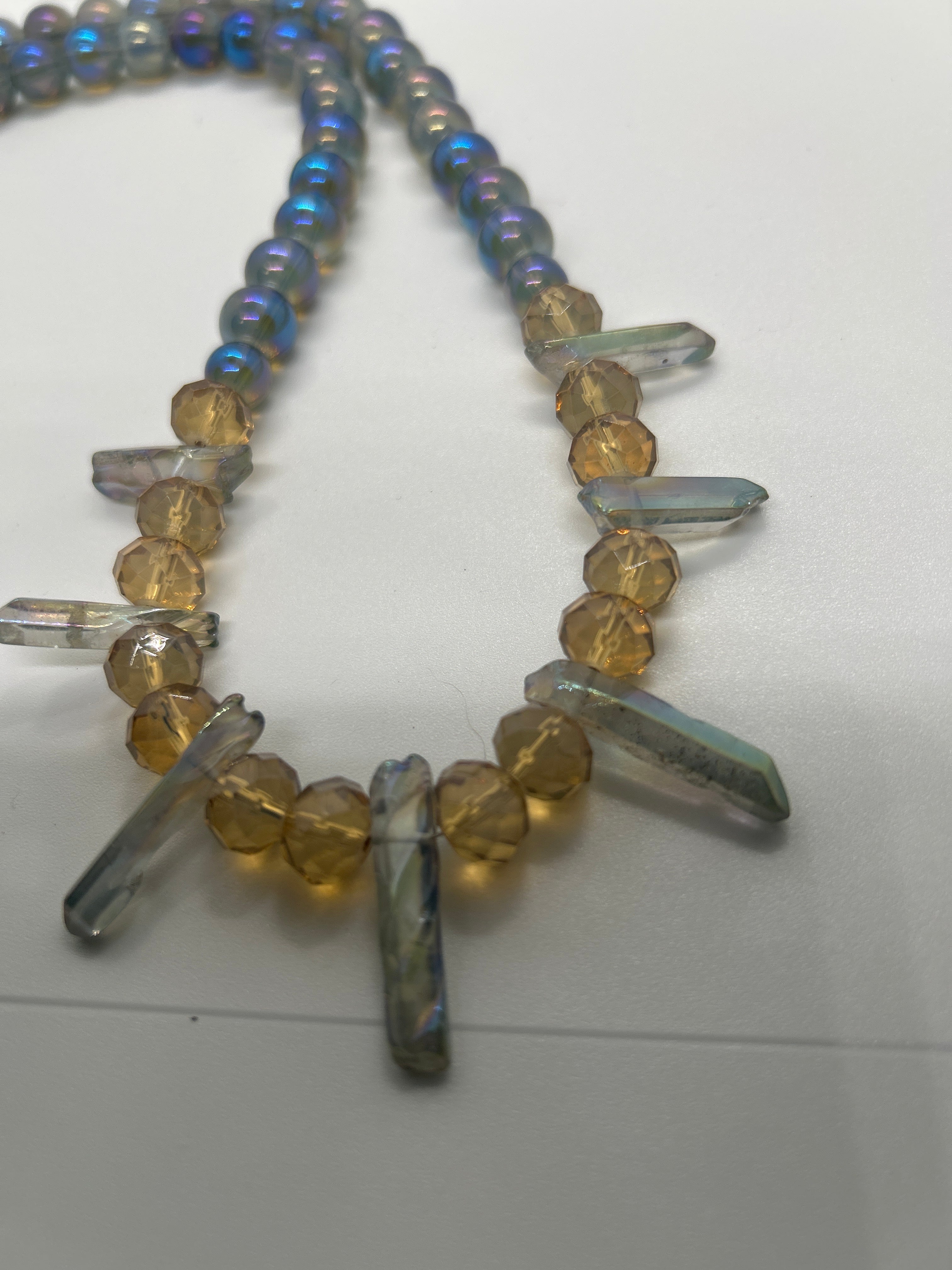 Crystal Ball & Quartz Point Statement Necklace – OOAK Glowing Magical Jewelry