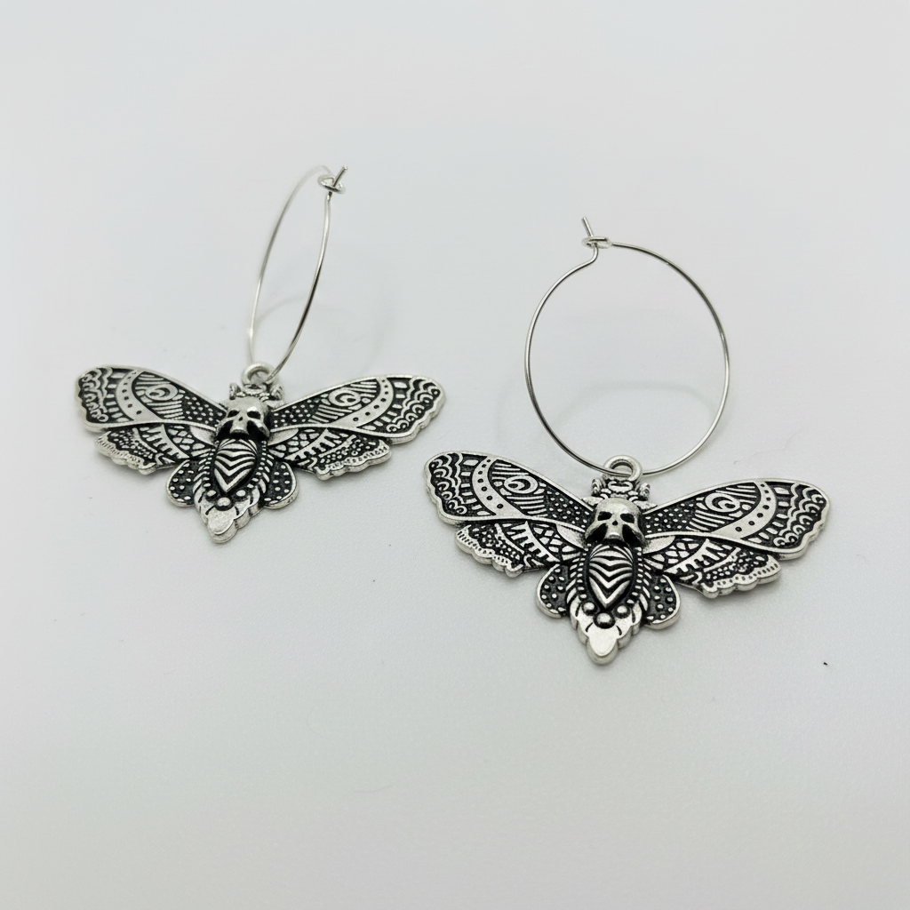 One of a Kind Death's Head Moth Hoop Earrings – Witchy Gothic
