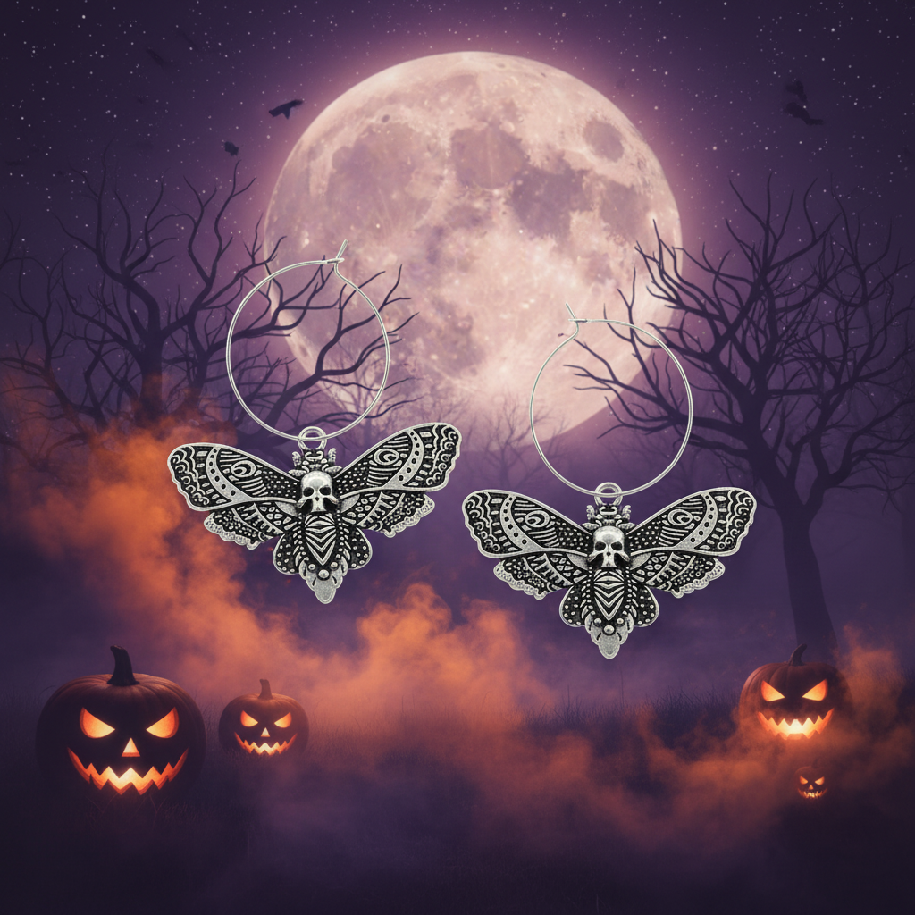 One of a Kind Death's Head Moth Hoop Earrings – Witchy Gothic