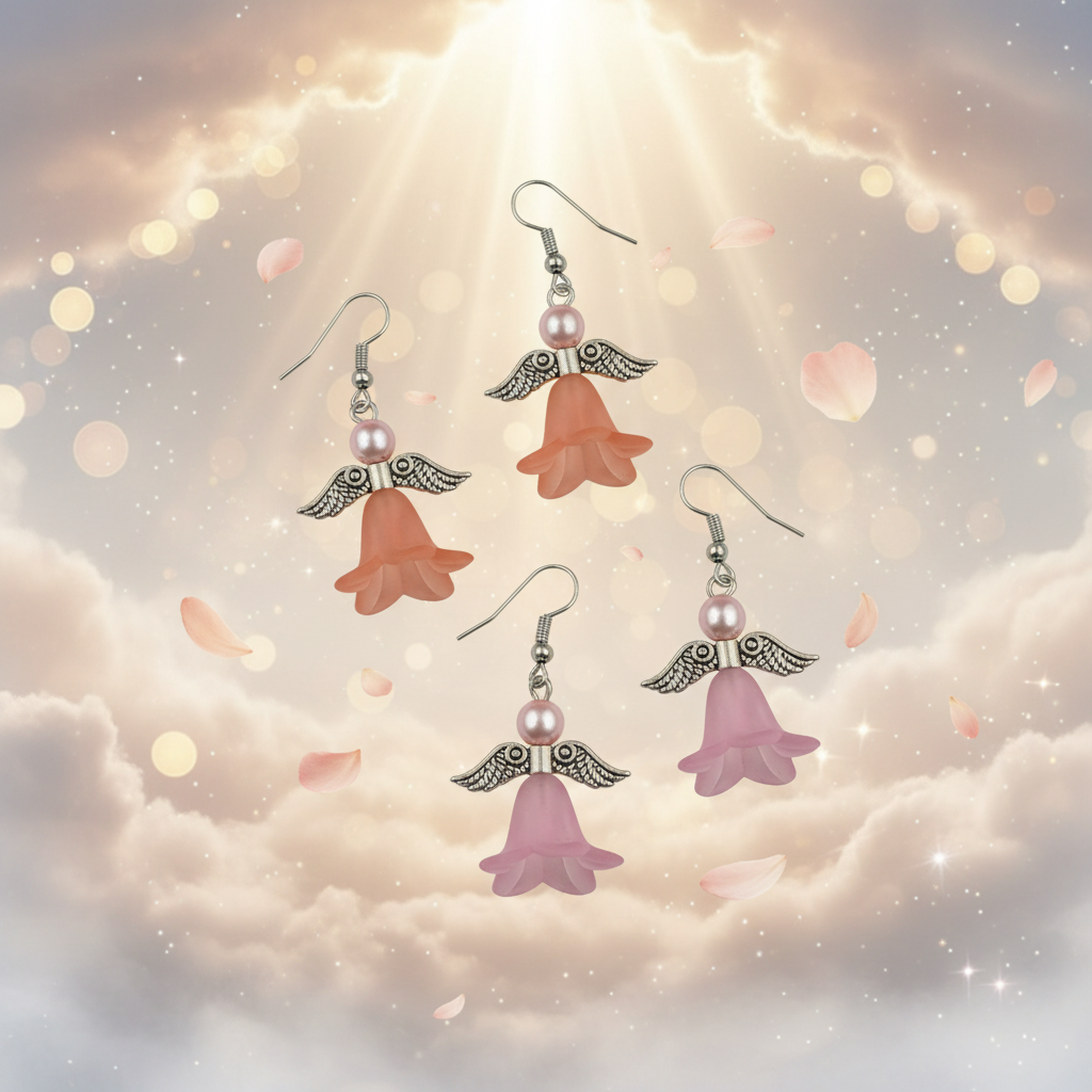 Handcrafted Fairy Angel Earrings – Resin Bell Flower