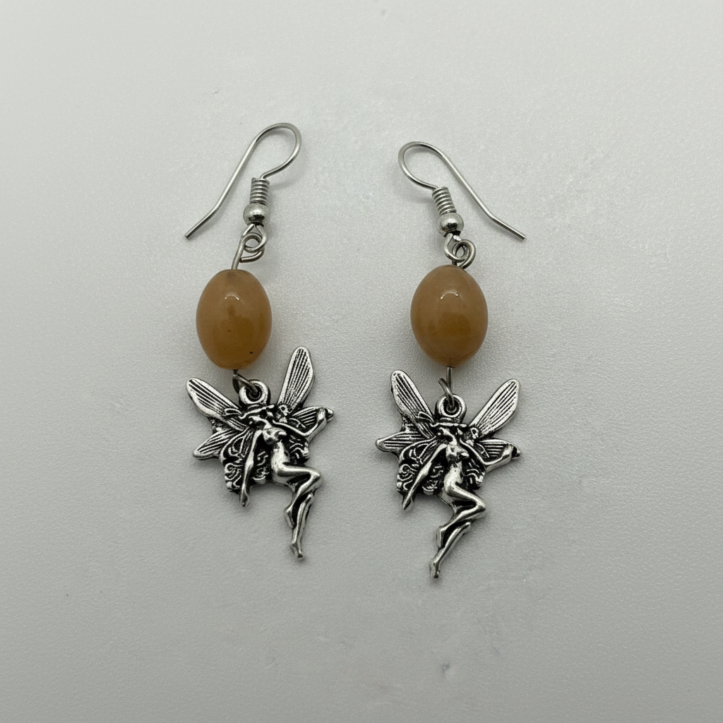 OOAK Fairy Sprite Nymph Earrings – African Jasper & Pewter