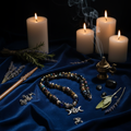 Triple Moon Pentagram Crystal Beaded Necklace – OOAK Witchy Pagan Jewelry