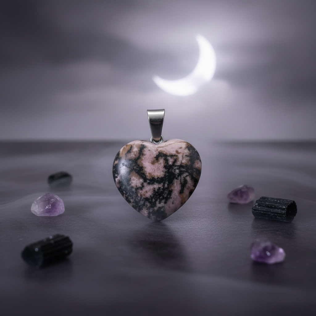 Rhodonite Heart Pendant - Witchy