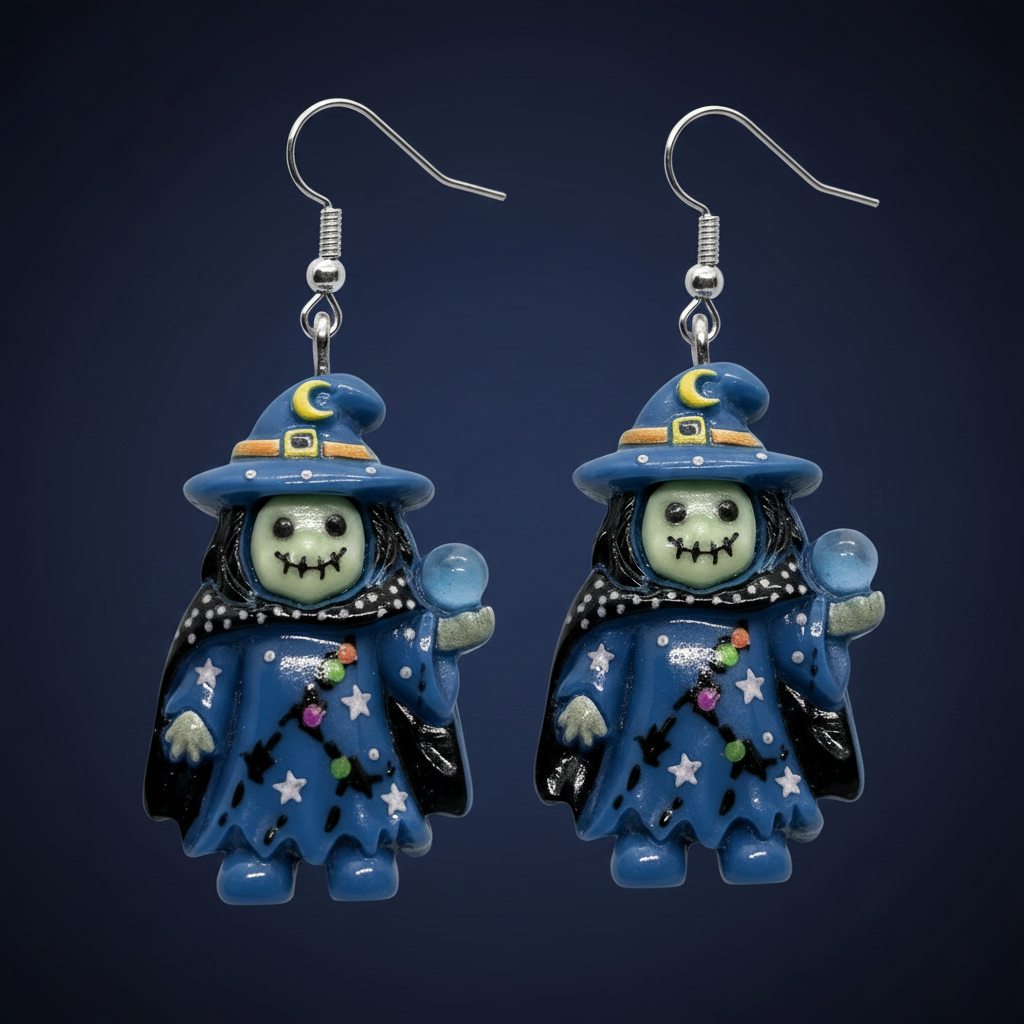 Witch Earrings - Plain Background